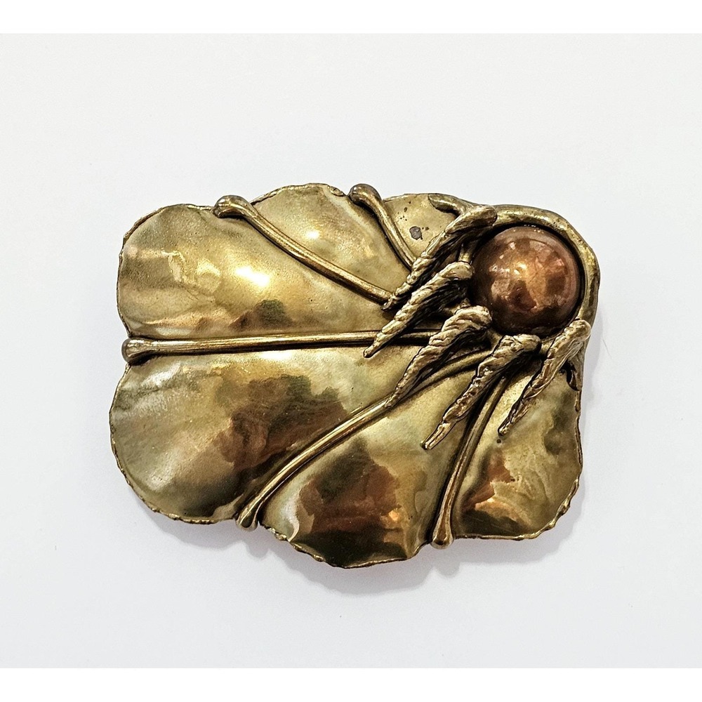 Vintage 1970s Brutalist Stle Angel Wing Brass And Copper Belt Buckle